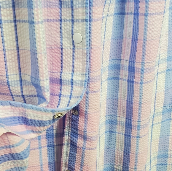 Miss Elaine Women's Short Seersucker Robe Plaid Embroidered Floral Size S - Picture 8 of 12